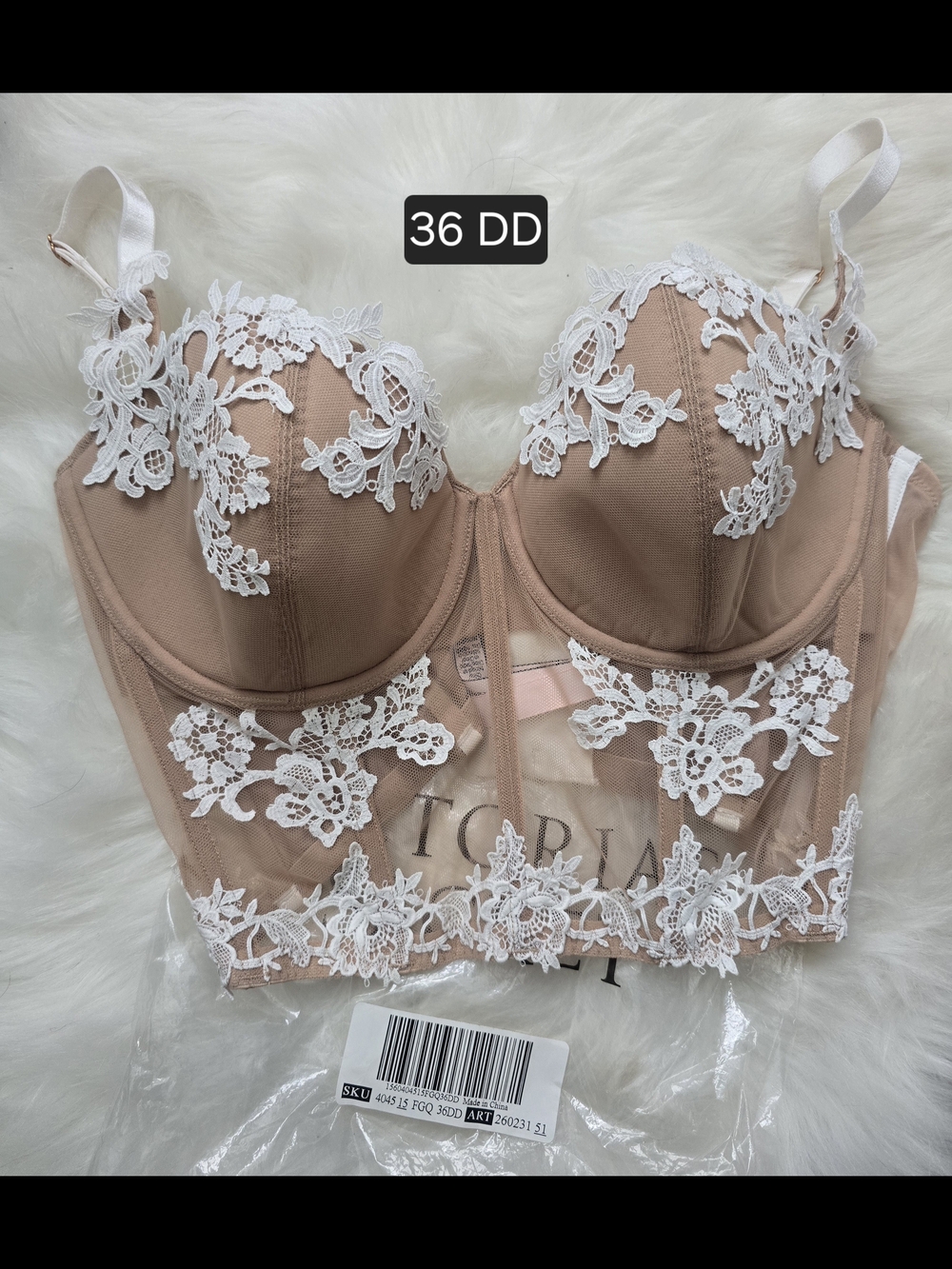 NEW - Victoria's Secret Dream Angels Floral Lace Longline Bustier Bra 36DD